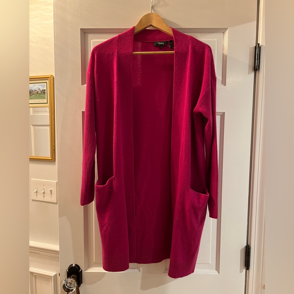 Theory cashmere duster cardigan, size M